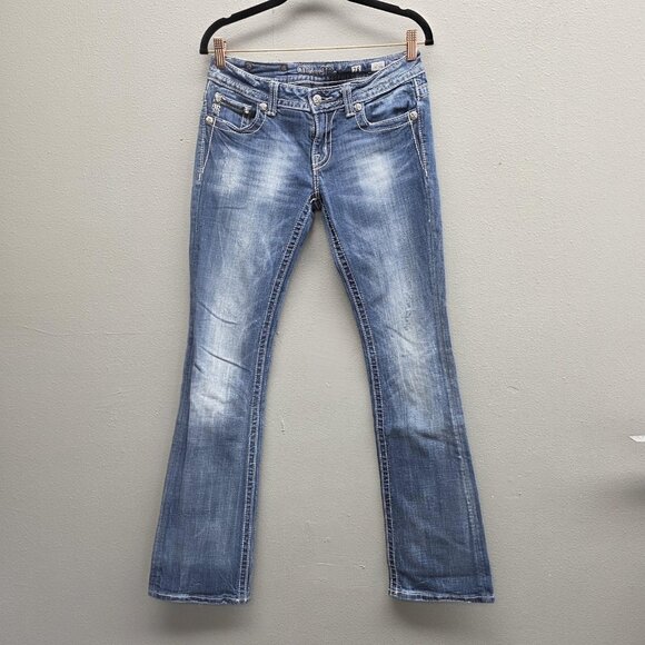 Miss Me Jeans Womens 28 Blue Boot Cut Rhinestone Embellished Stretch JP5630B - Picture 1 of 16